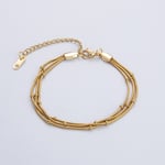 Gold color / 1 Piece Classic Series Daily Solid Color Stainless Steel Gold Color DIY Women's Chain Bracelets Picture7