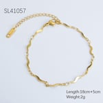 Gold color / 1 Piece Simple Series Daily Solid Color Stainless Steel Gold Color DIY Women's Chain Bracelets 