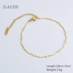 Gold color / 1 Piece Simple Series Daily Solid Color Stainless Steel Gold Color DIY Women's Chain Bracelets Picture2