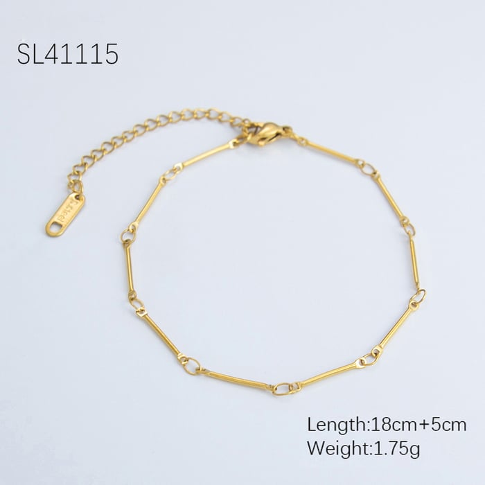 1 Stück einfache Serie täglich einfarbig Edelstahl Gold Farbe DIY Damen Kettenarmbänder 