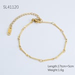 Gold color / 1 Piece Simple Series Daily Solid Color Stainless Steel Gold Color DIY Women's Chain Bracelets Picture5