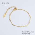 Gold color / 1 Piece Simple Series Daily Solid Color Stainless Steel Gold Color DIY Women's Chain Bracelets Picture6