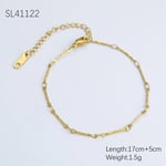 Gold color / 1 Piece Simple Series Daily Solid Color Stainless Steel Gold Color DIY Women's Chain Bracelets Picture7