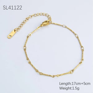 1 Piece Simple Series Daily Solid Color Stainless Steel Gold Color DIY Women's Chain Bracelets h5 