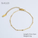 Gold color / 1 Piece Simple Series Daily Solid Color Stainless Steel Gold Color DIY Women's Chain Bracelets Picture8