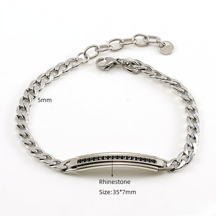 1 Piece Stylish Silver Color Modern All-match Stainless Steel Silver Color Men's Bracelet 