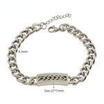 Silver color / 1 Piece Stylish Silver Color Modern All-match Stainless Steel Silver Color Men's Bracelet Picture5