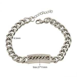 1 Piece Stylish Silver Color Modern All-match Stainless Steel Silver Color Men's Bracelet h5 