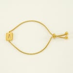 Gold color / 1 Piece Minimalist Series Daily Letter A Stainless Steel Gold Color Women's Chain Bracelets 