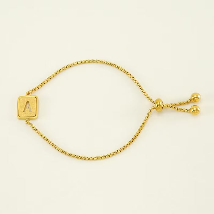 1 Piece Minimalist Series Daily Letter A Stainless Steel Gold Color Women's Chain Bracelets 