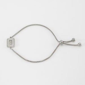 1 pezzo minimalista serie giornaliera lettera B in acciaio inossidabile colore argento braccialetti a catena da donna h5 