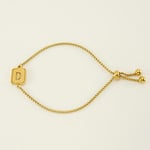 Gold color / 1 Piece Minimalist Series Daily Letter D Stainless Steel Gold Color Women's Chain Bracelets Picture4