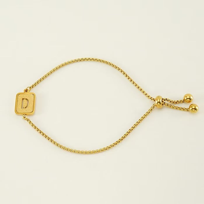 1 pezzo minimalista serie giornaliera lettera D in acciaio inossidabile color oro braccialetti a catena da donna 