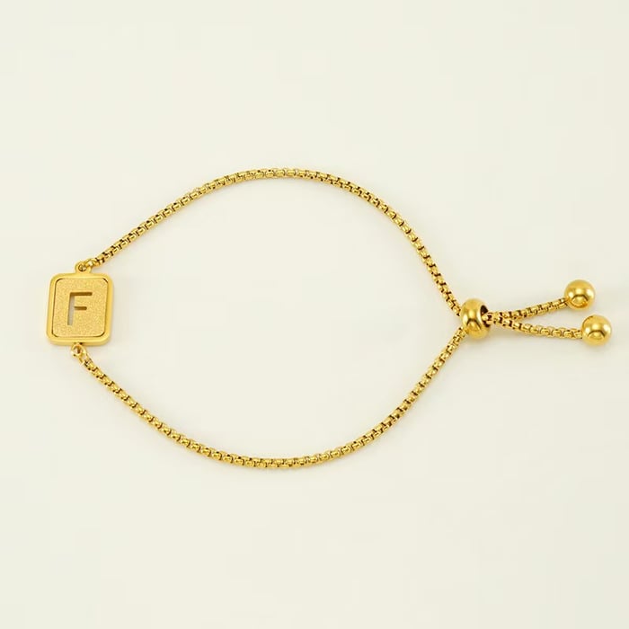 1 Piece Minimalist Series Daily Letter F Stainless Steel Gold Color Women's Chain Bracelets 