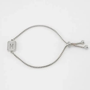 1 pezzo minimalista serie giornaliera lettera H in acciaio inossidabile colore argento braccialetti a catena da donna h5 