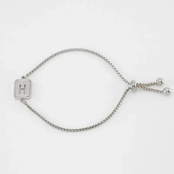 1 pezzo minimalista serie giornaliera lettera H in acciaio inossidabile colore argento braccialetti a catena da donna 