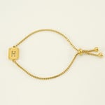 Gold color / 1 Piece Minimalist Series Daily Letter H Stainless Steel Gold Color Women's Chain Bracelets Picture8