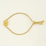 Gold color / 1 Piece Minimalist Series Daily Letter J Stainless Steel Gold Color Women's Chain Bracelets Picture10