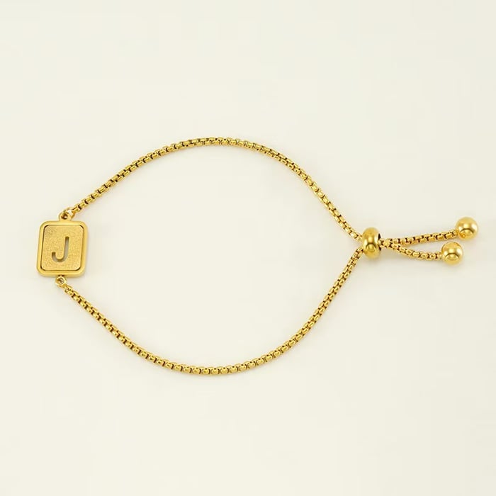 1 pezzo minimalista serie giornaliera lettera J in acciaio inossidabile color oro braccialetti a catena da donna 