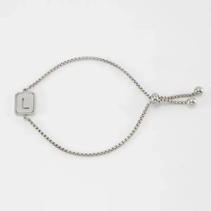 1 pezzo minimalista serie giornaliera lettera L in acciaio inossidabile colore argento braccialetti a catena da donna h5 