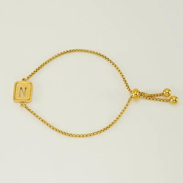 1 Piece Minimalist Series Daily Letter N Stainless Steel Gold Color Women's Chain Bracelets 