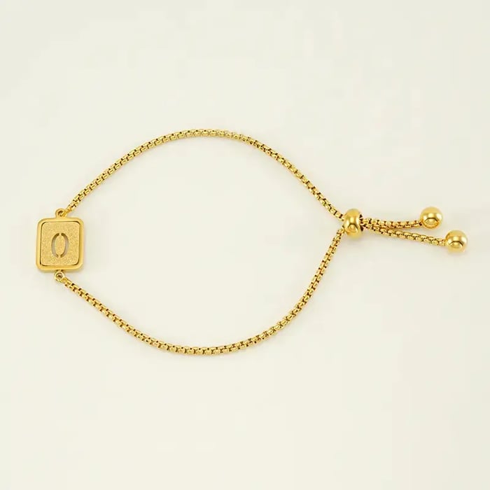 1 pezzo minimalista serie giornaliera lettera O in acciaio inossidabile color oro braccialetti a catena da donna 