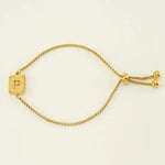 Gold color / 1 Piece Minimalist Series Daily Letter P Stainless Steel Gold Color Women's Chain Bracelets Picture16