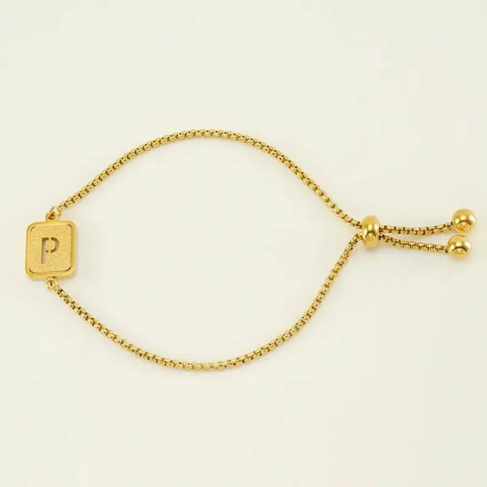 1 Stuk Minimalistische Serie Dagelijkse Letter P Roestvrij Staal Goudkleurige Dames Ketting Armbanden 