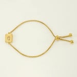 Gold color / 1 Piece Minimalist Series Daily Letter Q Stainless Steel Gold Color Women's Chain Bracelets Picture17