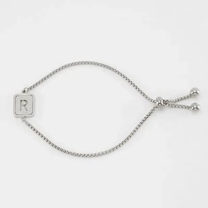 1 pezzo minimalista serie giornaliera lettera R in acciaio inossidabile colore argento braccialetti a catena da donna h5 