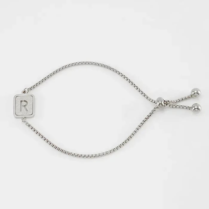 1 pezzo minimalista serie giornaliera lettera R in acciaio inossidabile colore argento braccialetti a catena da donna 