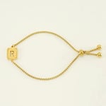 Gold color / 1 Piece Minimalist Series Daily Letter R Stainless Steel Gold Color Women's Chain Bracelets Picture18