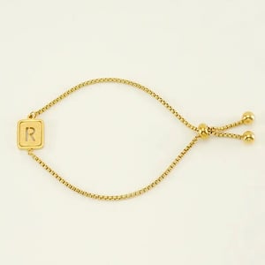 1 pezzo minimalista serie giornaliera lettera R in acciaio inossidabile color oro braccialetti a catena da donna h5 