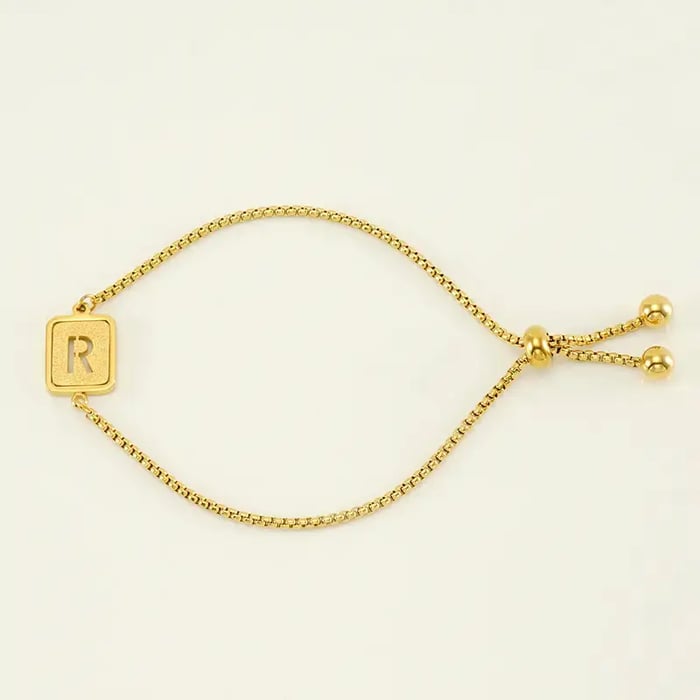 1 pezzo minimalista serie giornaliera lettera R in acciaio inossidabile color oro braccialetti a catena da donna 