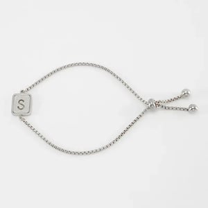 1 pezzo minimalista serie giornaliera lettera S in acciaio inossidabile colore argento braccialetti a catena da donna h5 