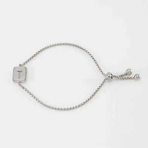 1 pezzo minimalista serie giornaliera lettera T in acciaio inossidabile colore argento braccialetti a catena da donna h5 