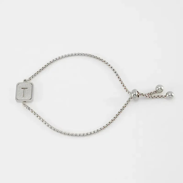 1 pezzo minimalista serie giornaliera lettera T in acciaio inossidabile colore argento braccialetti a catena da donna 