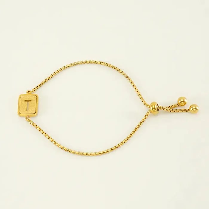 1 Piece Minimalist Series Daily Letter T Stainless Steel Gold Color Women's Chain Bracelets 