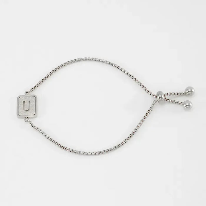 1 Stuk Minimalistische Serie Dagelijkse Letter U Roestvrij Staal Zilverkleurige Dames Ketting Armbanden 