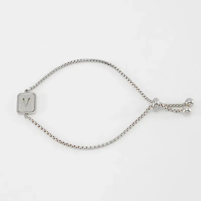 1 pezzo minimalista serie giornaliera lettera V in acciaio inossidabile colore argento braccialetti a catena da donna 