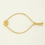 Gold color / 1 Piece Minimalist Series Daily Letter V Stainless Steel Gold Color Women's Chain Bracelets Picture22