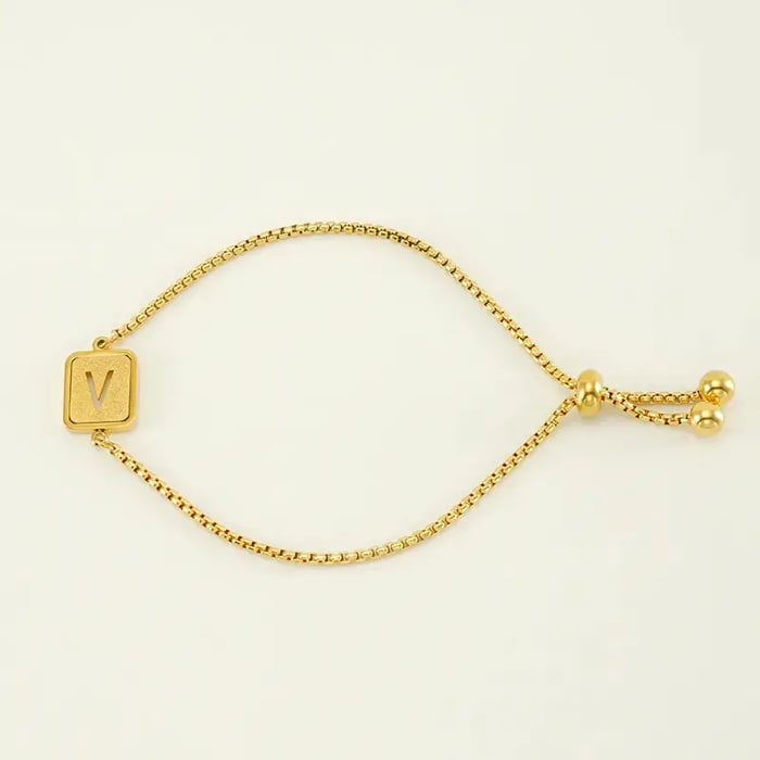 1 Piece Minimalist Series Daily Letter V Stainless Steel Gold Color Women's Chain Bracelets 