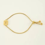 Gold color / 1 Piece Minimalist Series Daily Letter X Stainless Steel Gold Color Women's Chain Bracelets Picture24