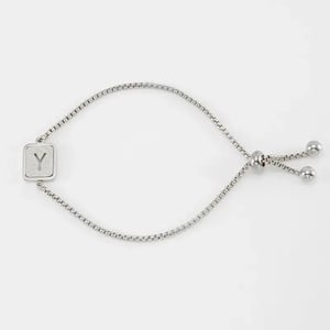 1 bracelet chaîne pour femme en acier inoxydable couleur argent avec lettre Y de la série minimaliste h5 