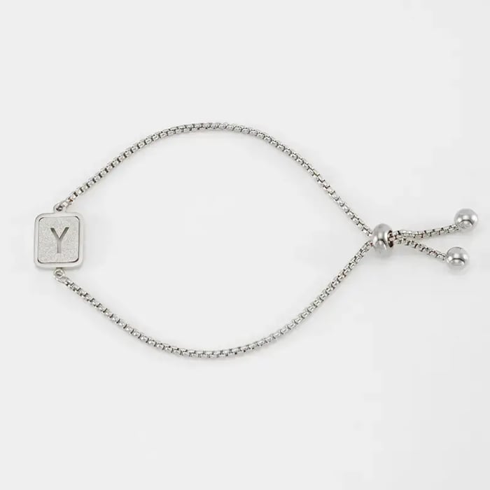 1 bracelet chaîne pour femme en acier inoxydable couleur argent avec lettre Y de la série minimaliste 