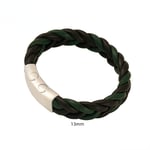 Black / 1 Piece Minimalist Series Modern Braided Leather Stainless Steel Silver Color Men's Fashion Bracelet Picture4