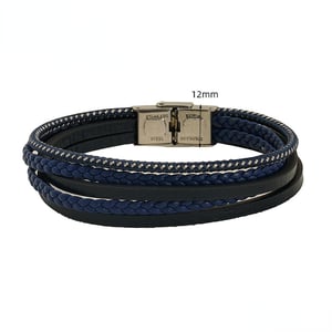 1 Piece Modern Series Leather knitted Stainless Steel Silver Color Men's Chain Bracelets h5 