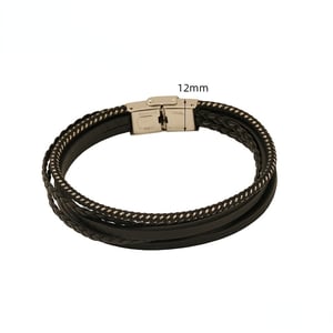 1 Piece Modern Series Leather knitted Stainless Steel Silver Color Men's Chain Bracelets h5 