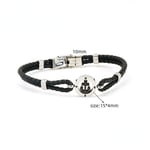 Black / 1 Piece Daily Stylish knitted Stainless Steel Silver Color Men's Chain Bracelets 