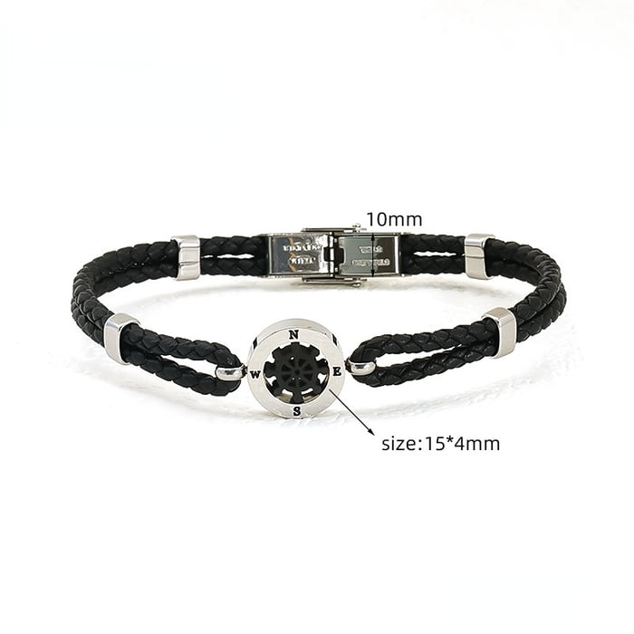 1 Piece Daily Stylish knitted Stainless Steel Silver Color Men's Chain Bracelets 